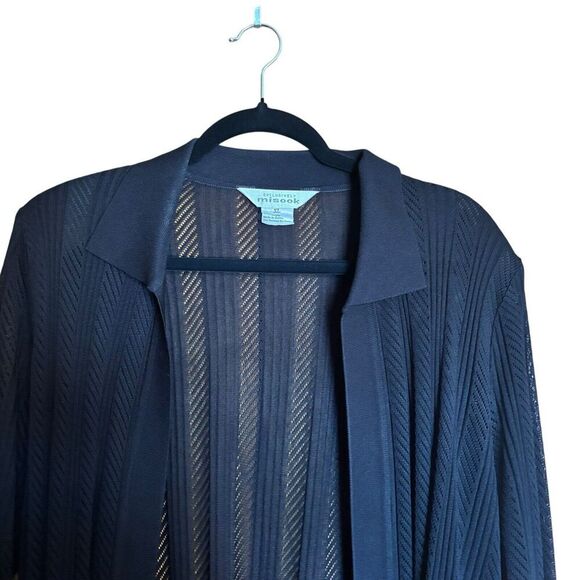 Exclusively Misook Cardigan Extra Large XL Black Ribbed Open Acrylic Sweater - Picture 2 of 8